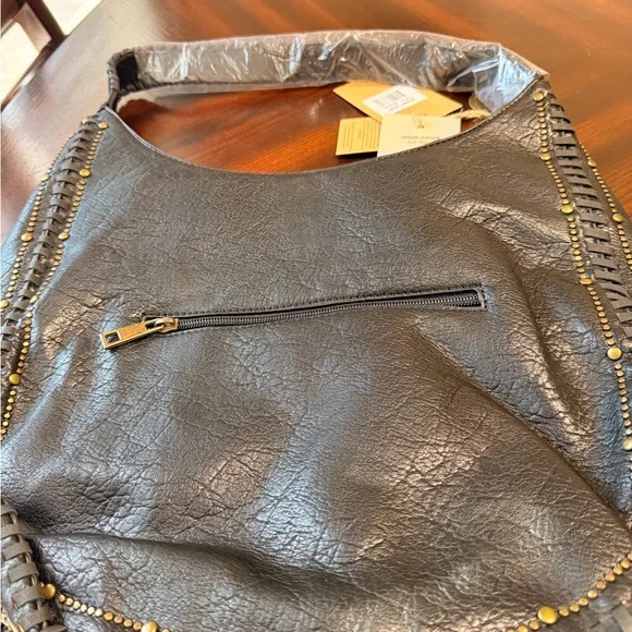 Black Vegan Leather Women's Hobo Bag - Picture 1 of 2